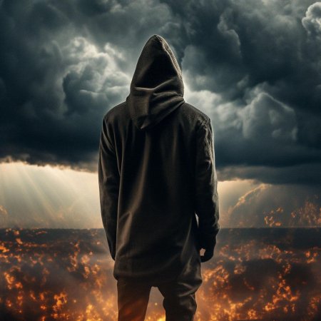 Человек в чёрном капюшоне без лица