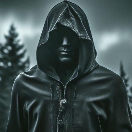 Человек в чёрном капюшоне без лица