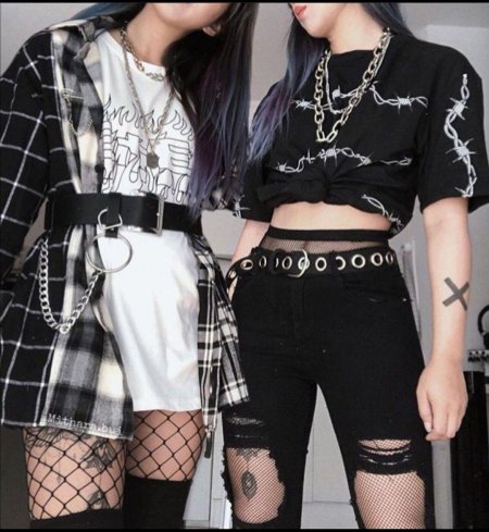Goth outfit Грандж 2020 корейский штаны