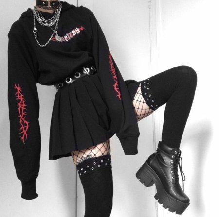 Goth outfit Грандж 2020 корейская одежда