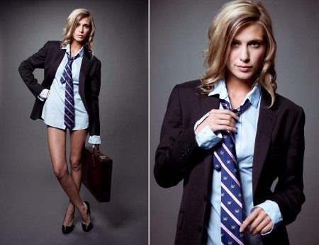 Девушка в рубашке с галстуком