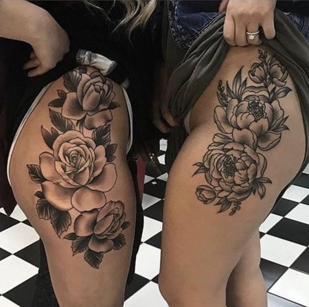 Тату на бедре