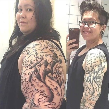 Тату на полных девушках