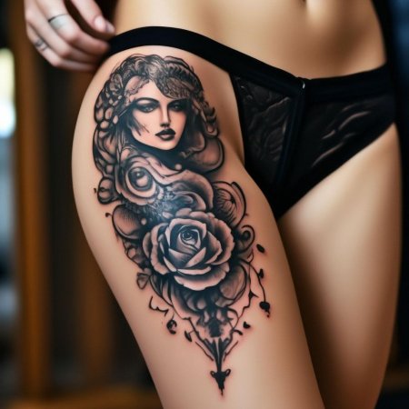 Татуировка на бедре для девушек