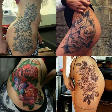 Перекрытие тату на бедре