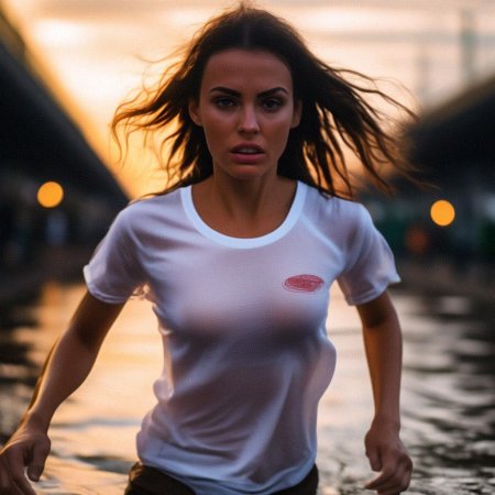 Девушка в мокрой майке