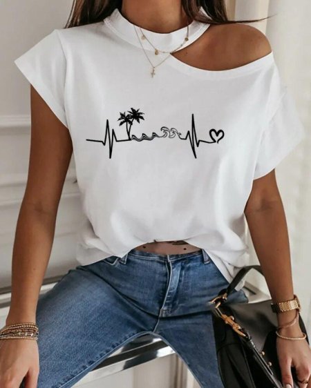 Футболка с открытыми плечами женская