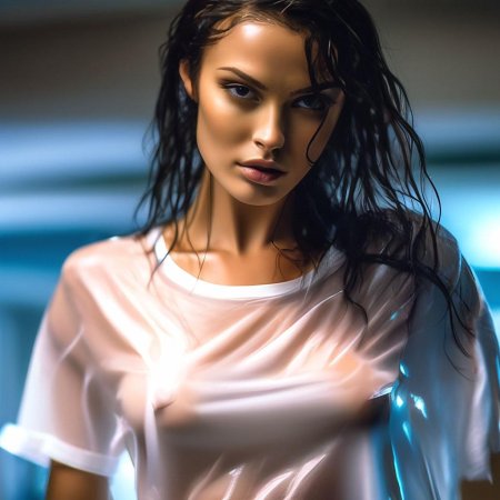 В мокрой футболке