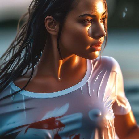 Красивые девушки в мокрых футболках