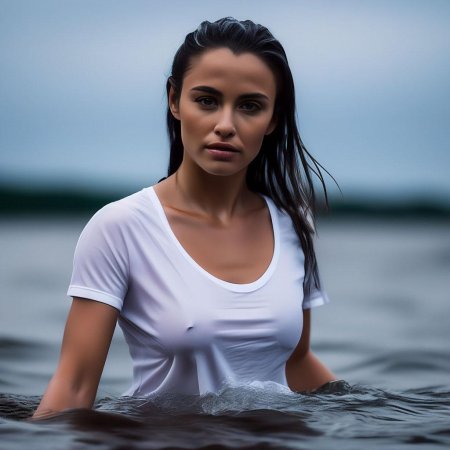 Девушка в мокрой майке