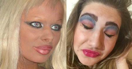 Сильно накрашенная женщина