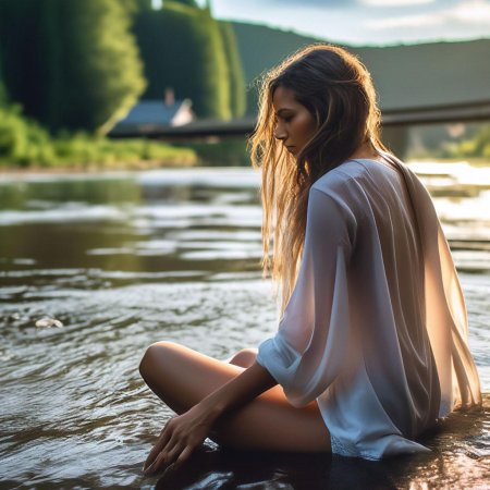 Красивые девушки у реки