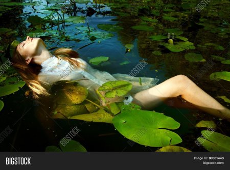 Девушка в кувшинках в воде