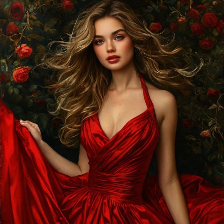 Женщина в красном платье