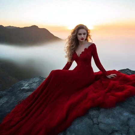 Красное вечернее платье