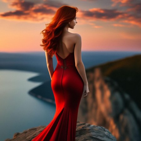 Девушка в красном платье