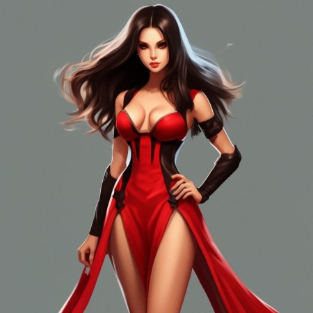 Красное платье с вырезом