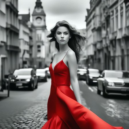 Девушка в красном платье