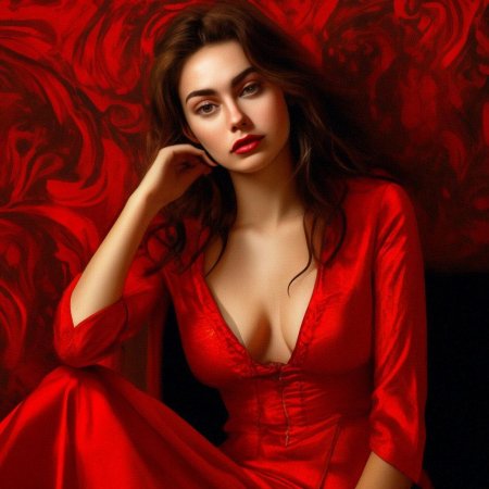 Соблазнительная девушка в красном