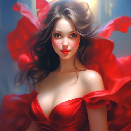Красивая девушка в красном платье