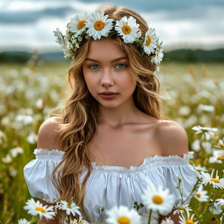 Венок из ромашек на голову