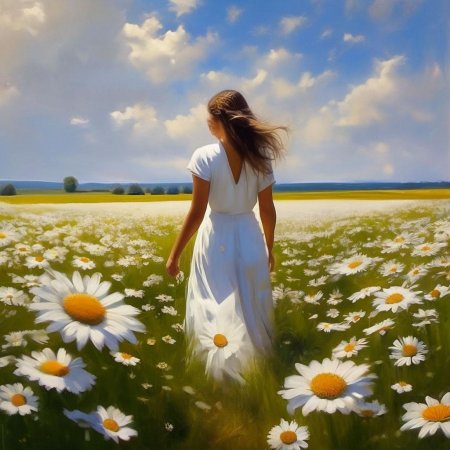 Девушка с ромашкой