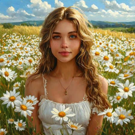 Поле с ромашками