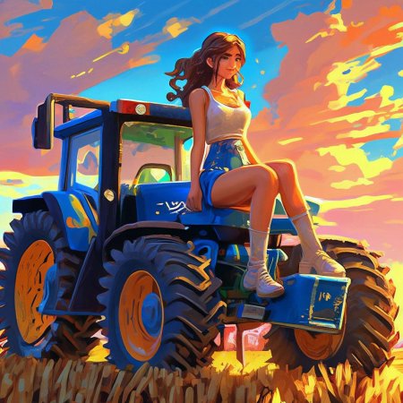 Женщина на тракторе