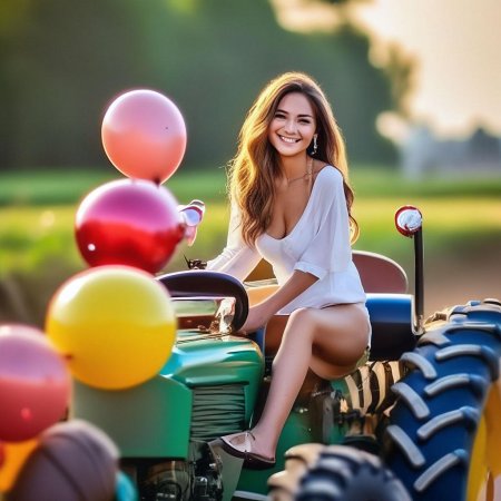 Девушка тракторист