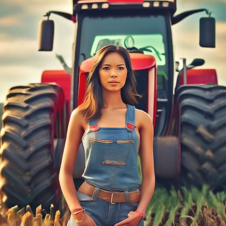 Женщина на тракторе