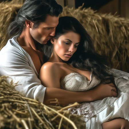 Парень с девушкой на сеновале