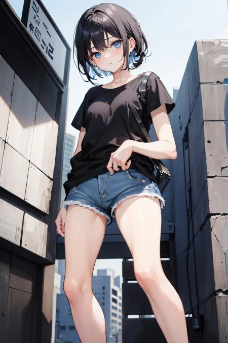 Аниме девушка в шортах