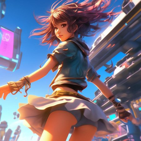 Аниме девушка в короткой юбке