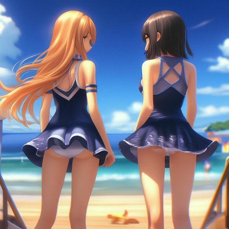 Аниме девушка на пляже