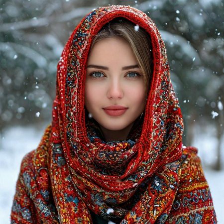 Девушка в русском платке