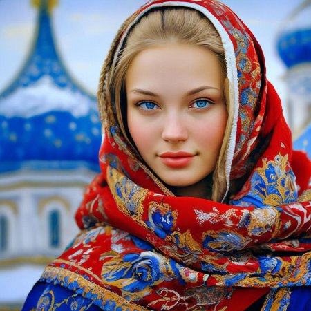 Русская красавица в платке