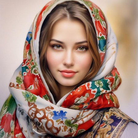 Красивая девушка в платке