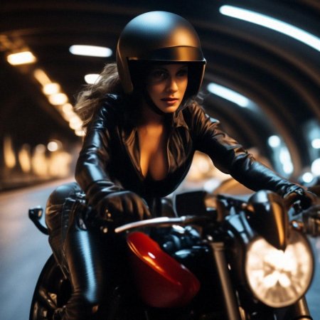 На мотоцикле девушка
