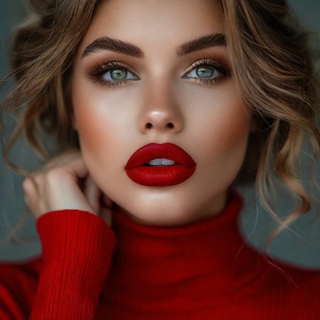 Девушка с красной помадой