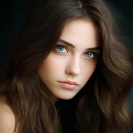 Брюнетка с зелеными глазами