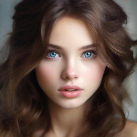 Шатенка с голубыми глазами