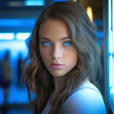 Голубые глаза девушки