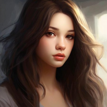 Девушка с каштановыми волосами и карими глазами