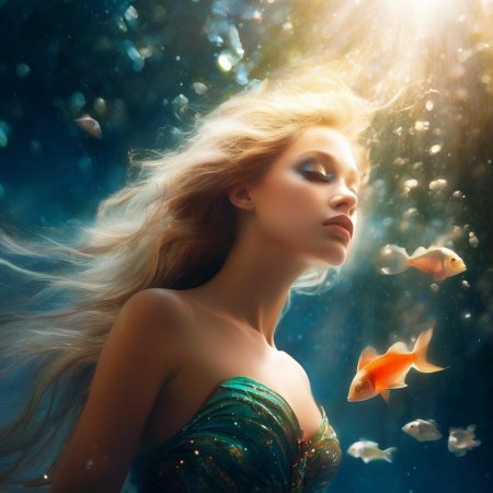 Русалка под водой