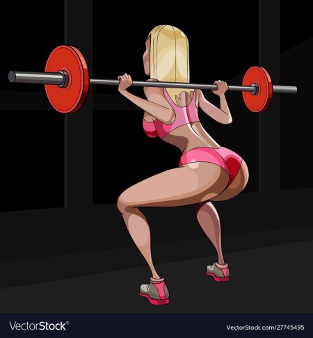 Приседает со штангой
