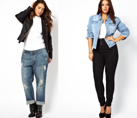 Прямые джинсы на полных девушках