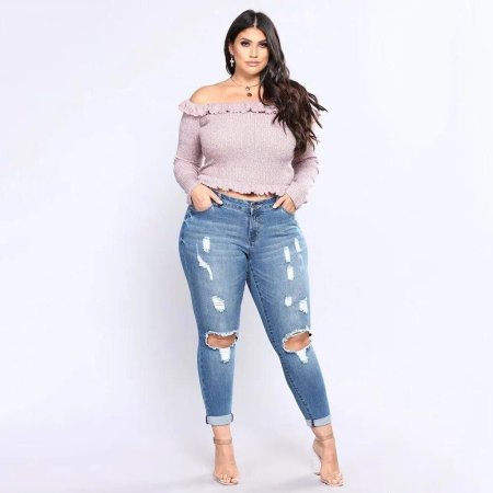 Рваные джинсы женские больших размеров