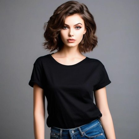 Черная футболка на девушке