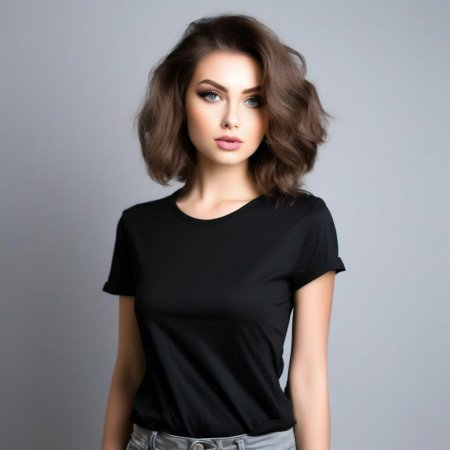 Черная футболка на девушке
