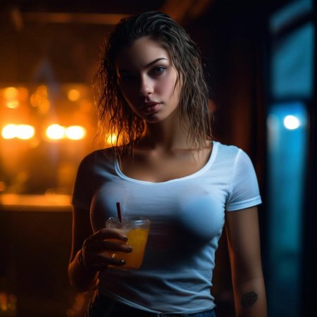 В мокрой футболке